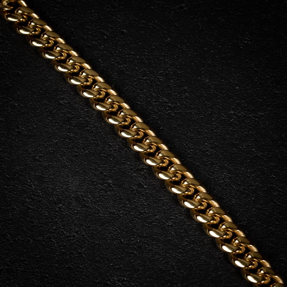 Men's Heavy 14K Gold Plated Stainless Steel Miami Cuban Link Chain Bracelet - Picture 4 of 4